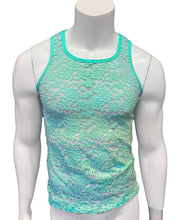 Load image into Gallery viewer, Lace Tank - Aqua