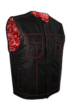 Load image into Gallery viewer, Zippered Biker Club Vest - Red Hanky Liner