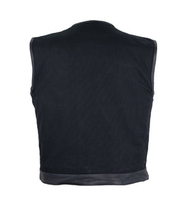 Black Denim Leather Accent Vest