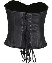 Load image into Gallery viewer, Black Leather Corset with Pin Front Closure