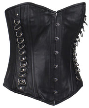Load image into Gallery viewer, Black Leather Corset with Pin Front Closure