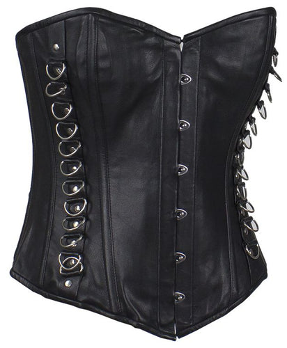 Black Leather Corset with Pin Front Closure