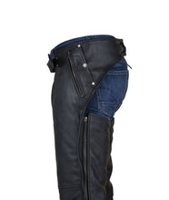 Load image into Gallery viewer, Black Multi-Pocket Premium Cowhide Leather Chaps with removable lining
