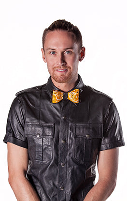 Leather Hanky Bandanna Print Bowtie