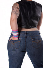Load image into Gallery viewer, Trans Pride Flag Leather Wrist Gauntlet