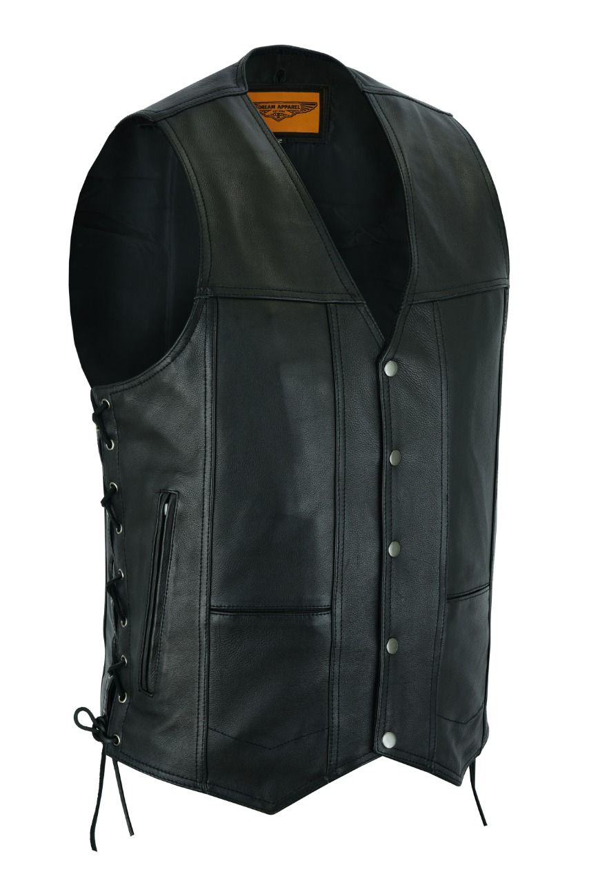 Plain Biker Vest with Side Laces