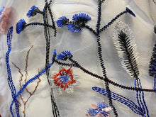 Load image into Gallery viewer, Embroidered Floral Mesh Tank - White and Blue