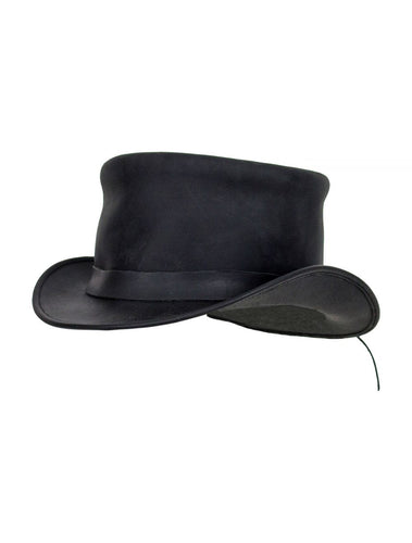 Black Leather Top Hat