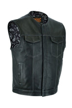Load image into Gallery viewer, Zippered Biker Club Vest - Black Hanky Liner