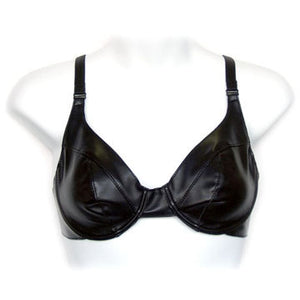 Black Leather Underwire Bra