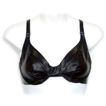 Black Leather Underwire Bra