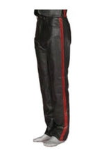 Load image into Gallery viewer, Red Side Stripe Leather Pants