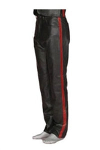 Red Side Stripe Leather Pants