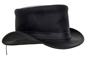 Black Leather Top Hat